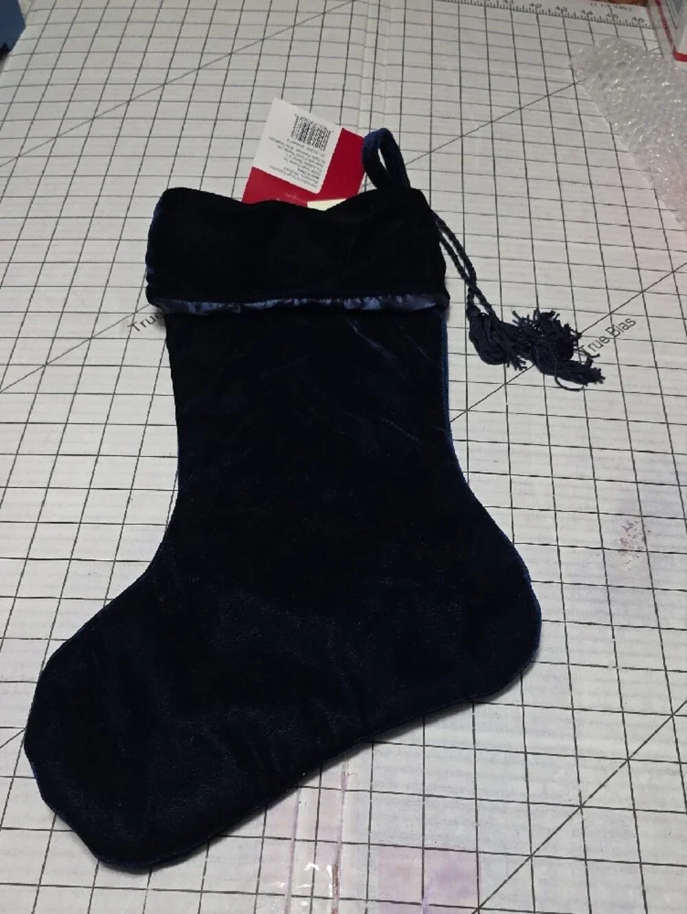 Target Navy Blue Velvet Christmas Stocking with Rhinestone 'K', NWT